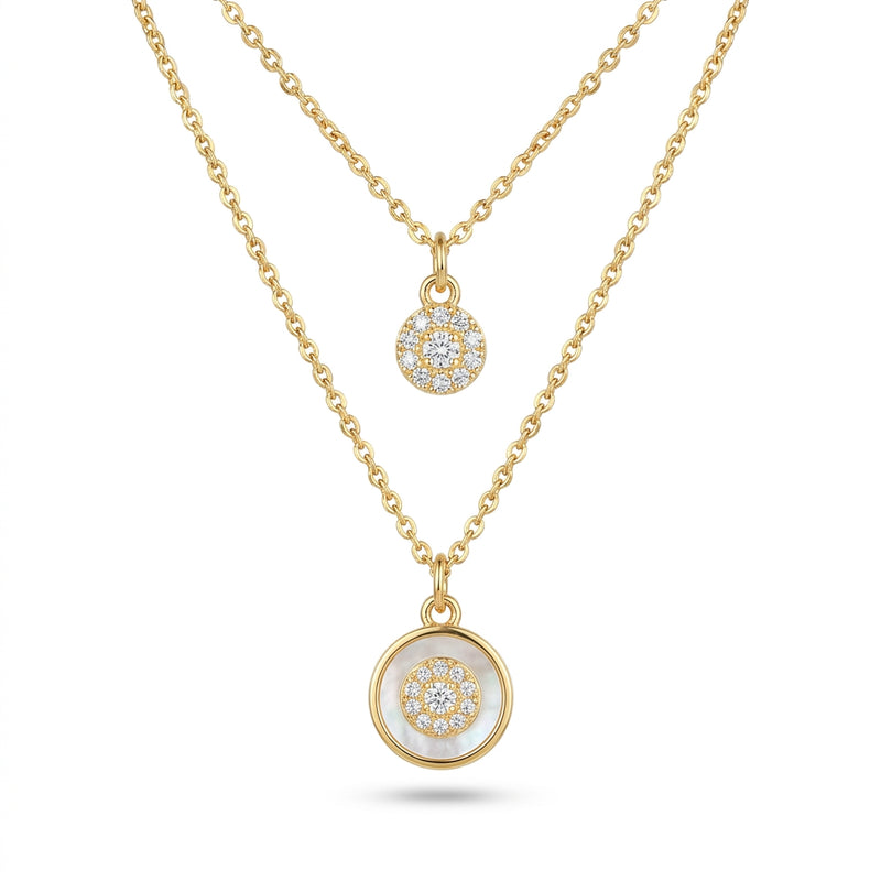 Gold-Plated Double Layer Coin Pendant Necklace