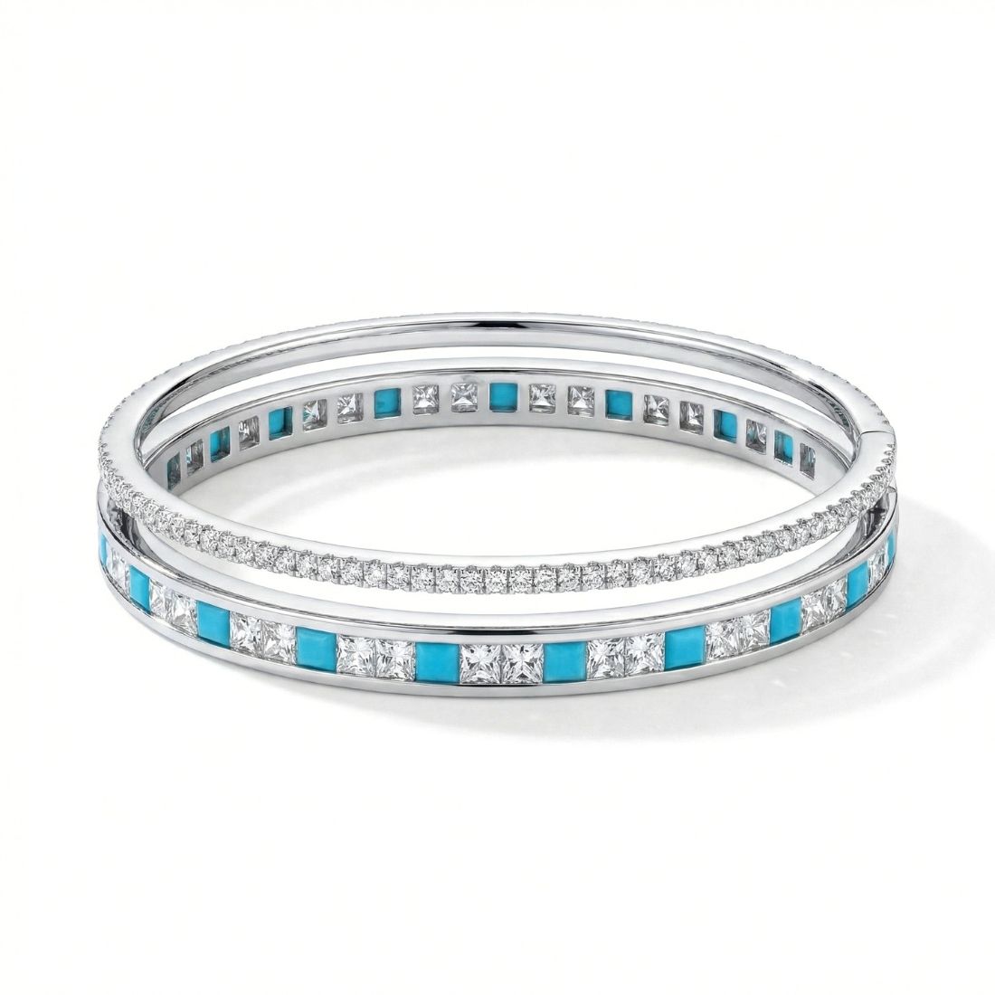 Silver-Tone Blue Stone Bangle