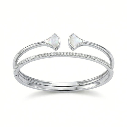 Silver-Plated Double Fan Cuff Bracelet