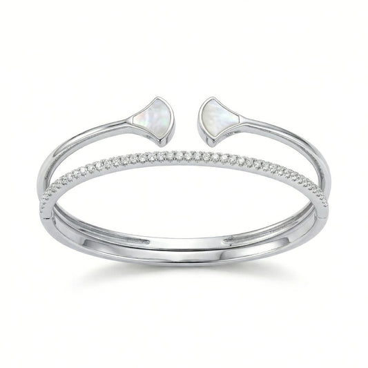 Silver-Plated Double Fan Cuff Bracelet