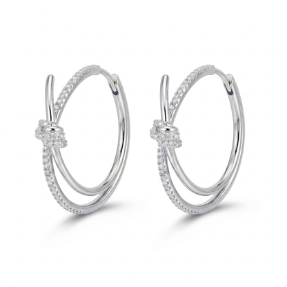Silver Plated Double Hoop Drop Earrings