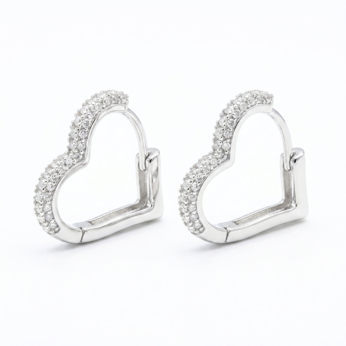 Silver Tone Slim Pavé Hoop Earrings