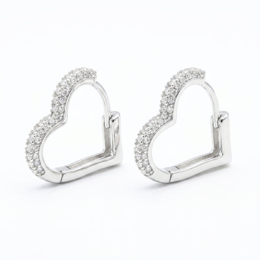 Silver Tone Slim Pavé Hoop Earrings