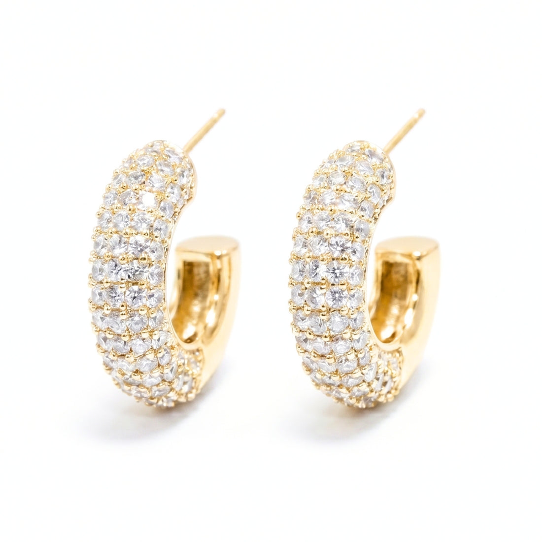 Luxury Gold-Plated CZ Pavé Hoop Earrings