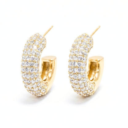 Luxury Gold-Plated CZ Pavé Hoop Earrings