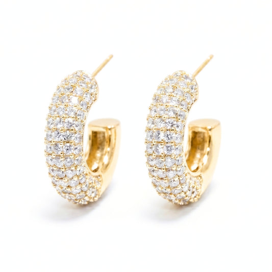 Luxury Gold-Plated CZ Pavé Hoop Earrings