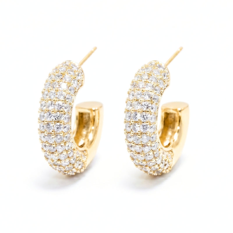 Luxury Gold-Plated CZ Pavé Hoop Earrings
