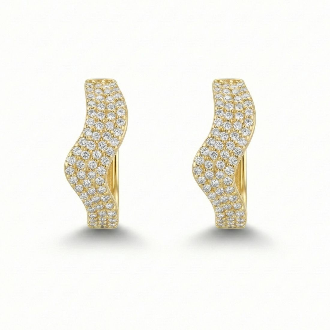 Gold Plated Wave Design Statement Earrings