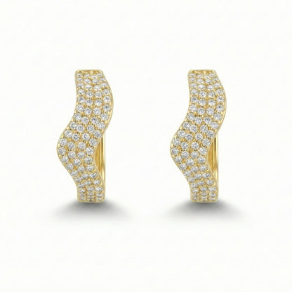 Gold Plated Wave Design Statement Earrings