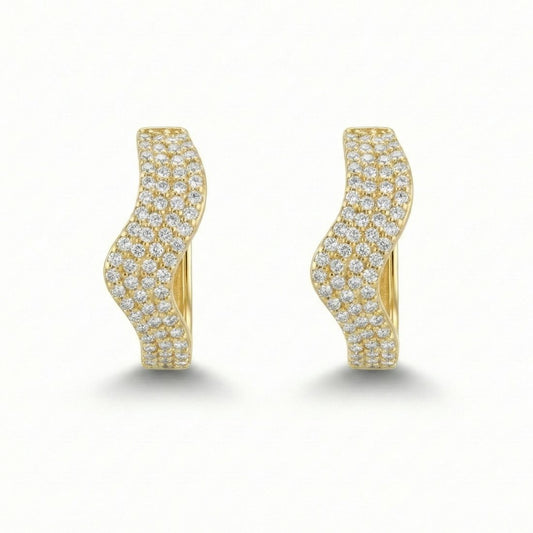 Gold Plated Wave Design Statement Earrings