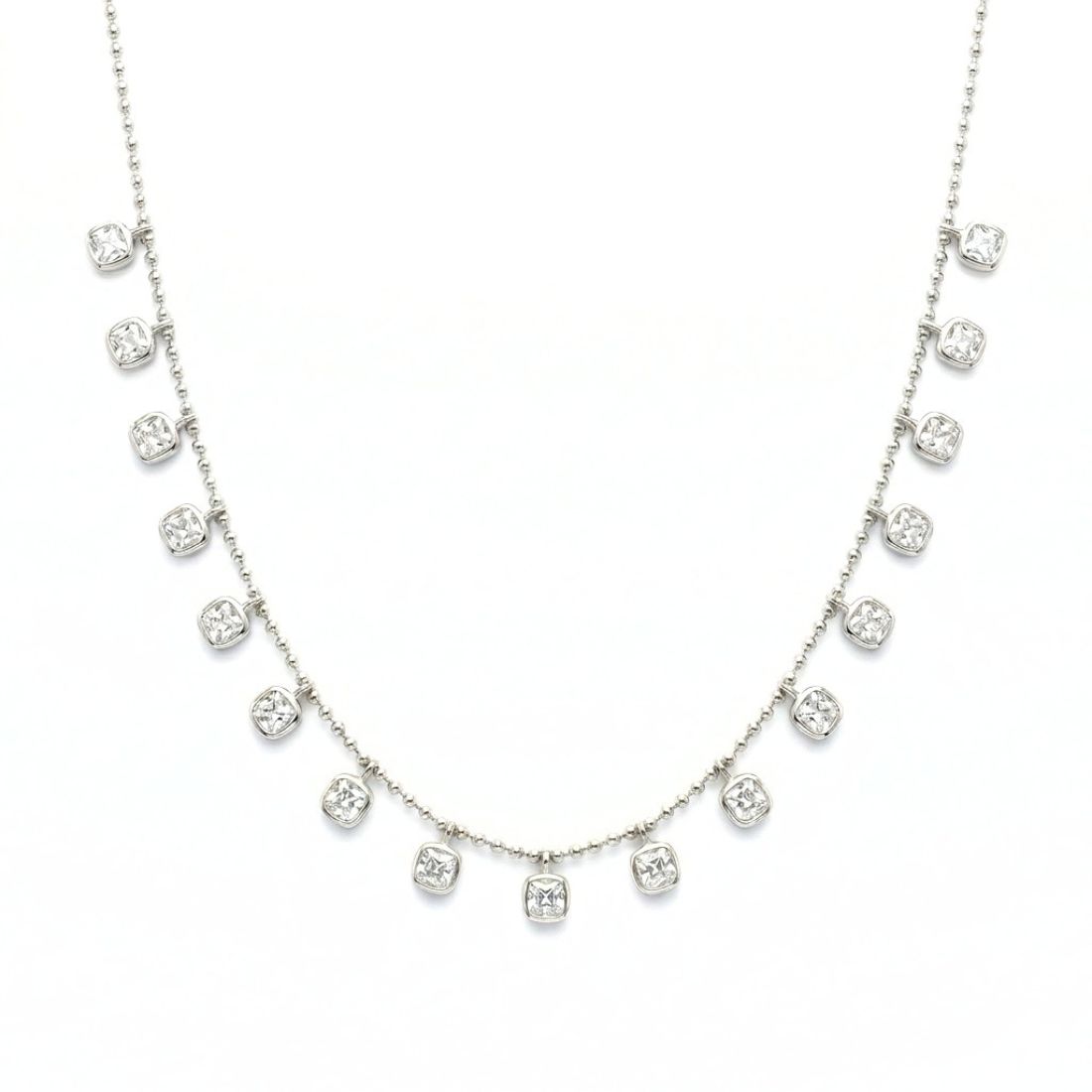 Silver-Tone Teardrop Charm Necklace