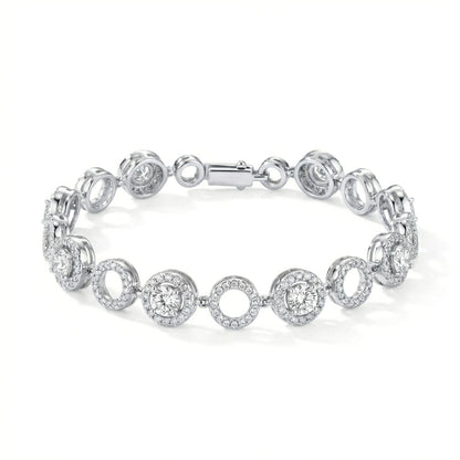 Silver-Tone Round Halo Cluster Bracelet