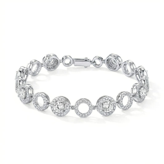 Silver-Tone Round Halo Cluster Bracelet