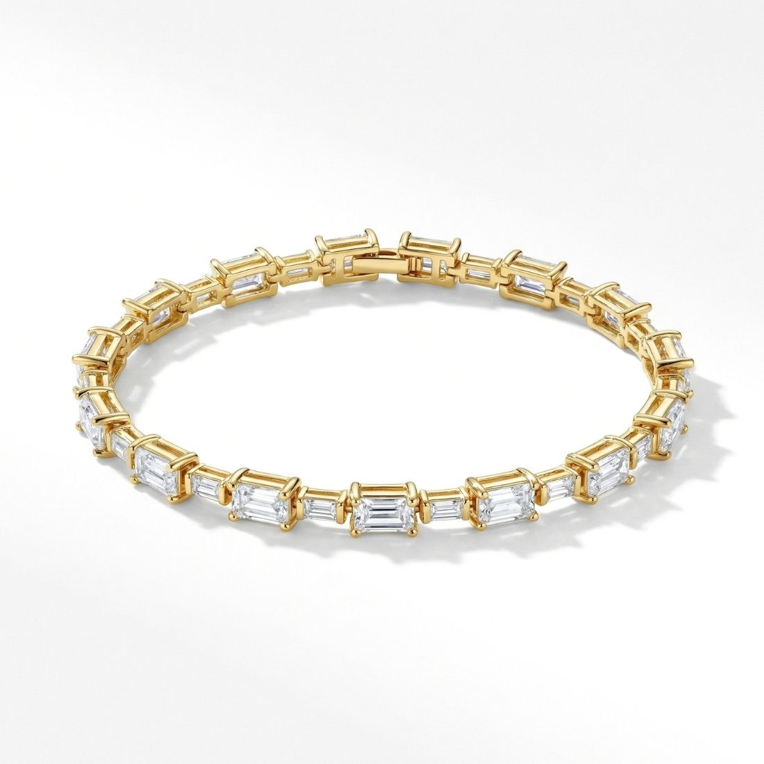 Gold-Plated Emerald-Cut Station Bracelet