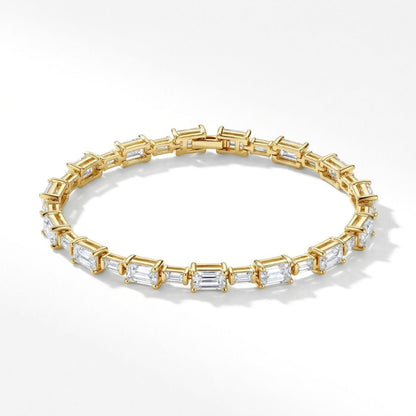 Gold-Plated Emerald-Cut Station Bracelet