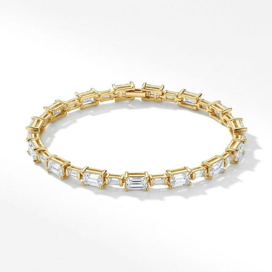 Gold-Plated Emerald-Cut Station Bracelet