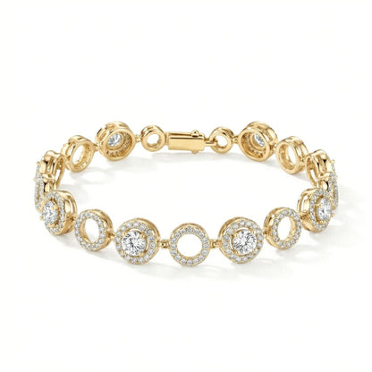 Gold-Plated Round Halo Link Bracelet