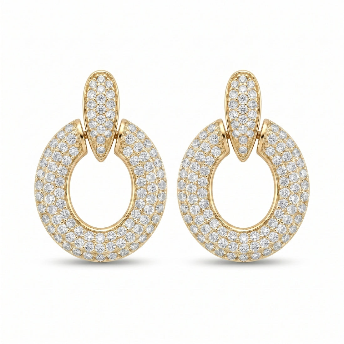 Gold Plated Circular Pavé Drop Earrings