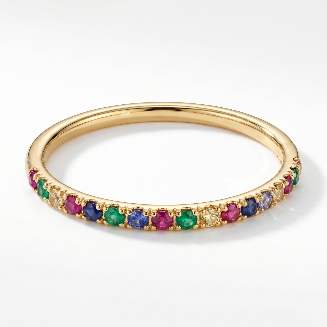Gold-Plated Rainbow Multi-Stone Tennis Bracelet