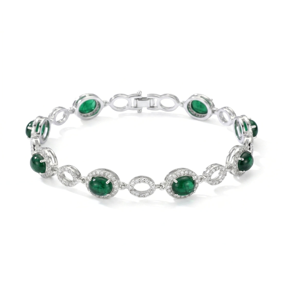 Silver-Tone Oval Halo Multi-Stone Bracelet