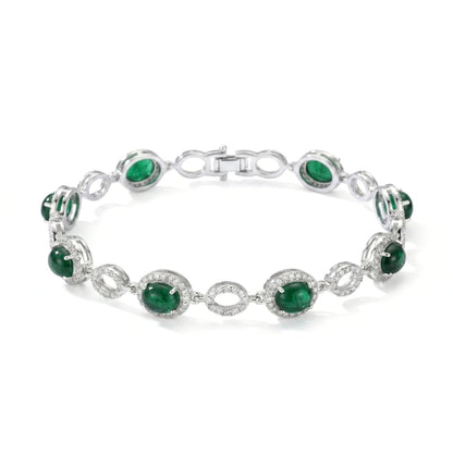 Silver-Tone Oval Halo Multi-Stone Bracelet