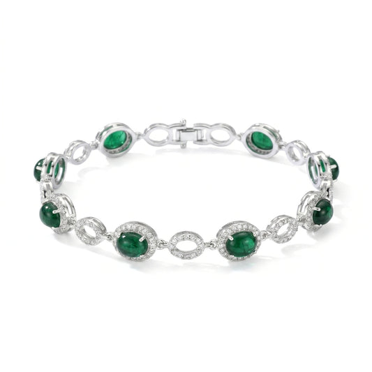 Silver-Tone Oval Halo Multi-Stone Bracelet