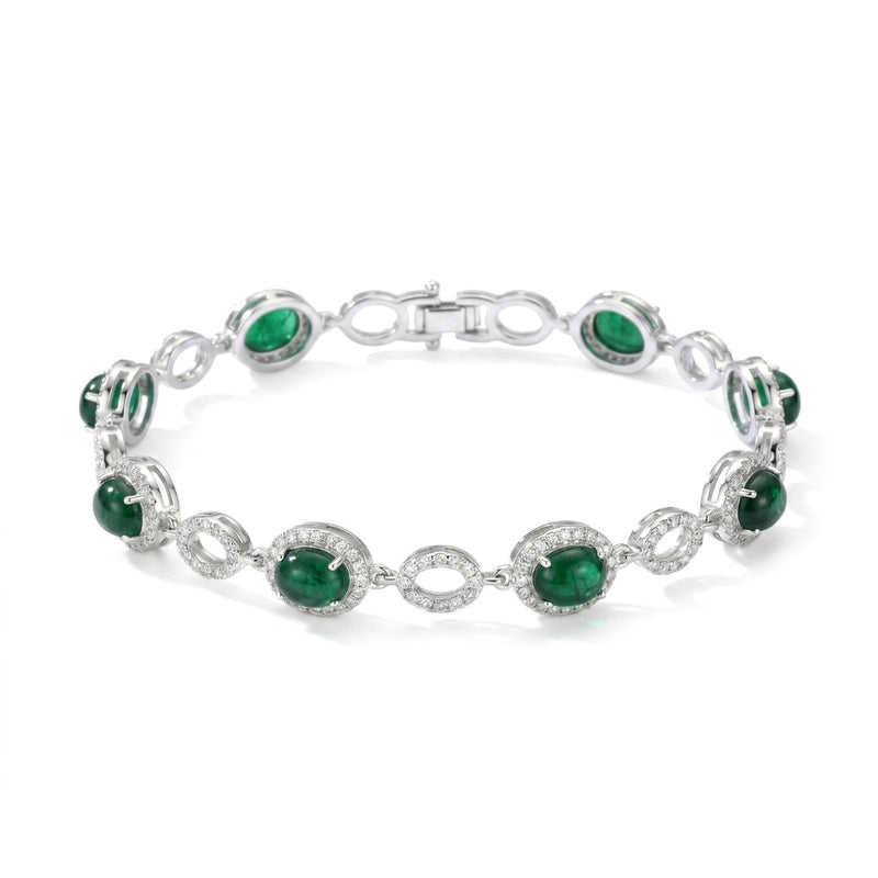 Silver-Tone Oval Halo Multi-Stone Bracelet