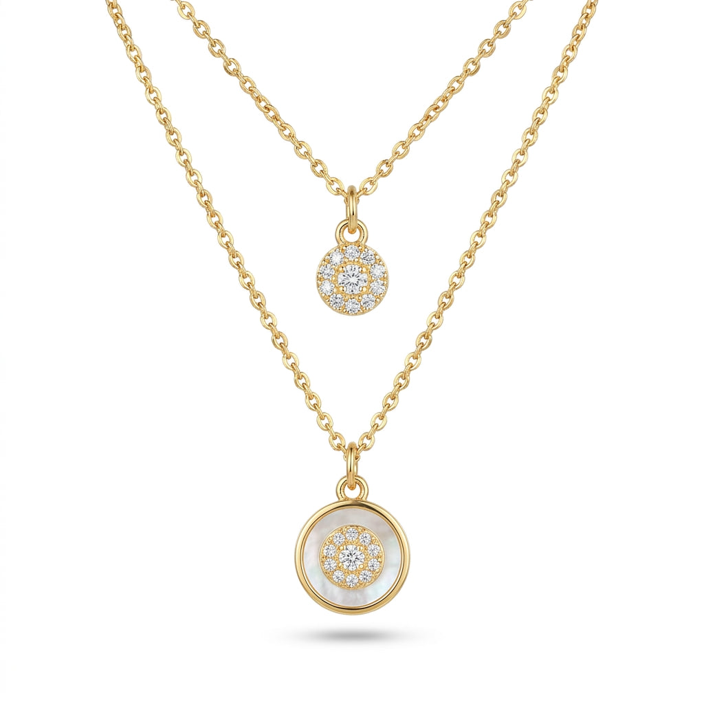 Gold-Plated Double Layer Coin Pendant Necklace
