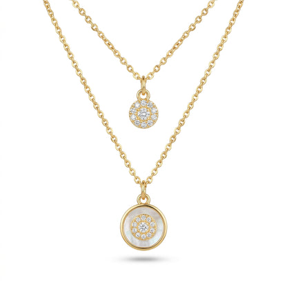 Gold-Plated Double Layer Coin Pendant Necklace