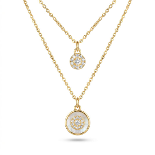Gold-Plated Double Layer Coin Pendant Necklace
