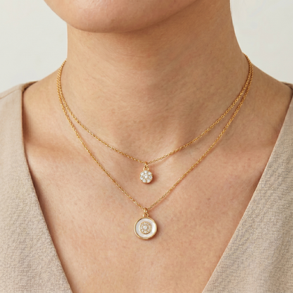 Gold-Plated Double Layer Coin Pendant Necklace