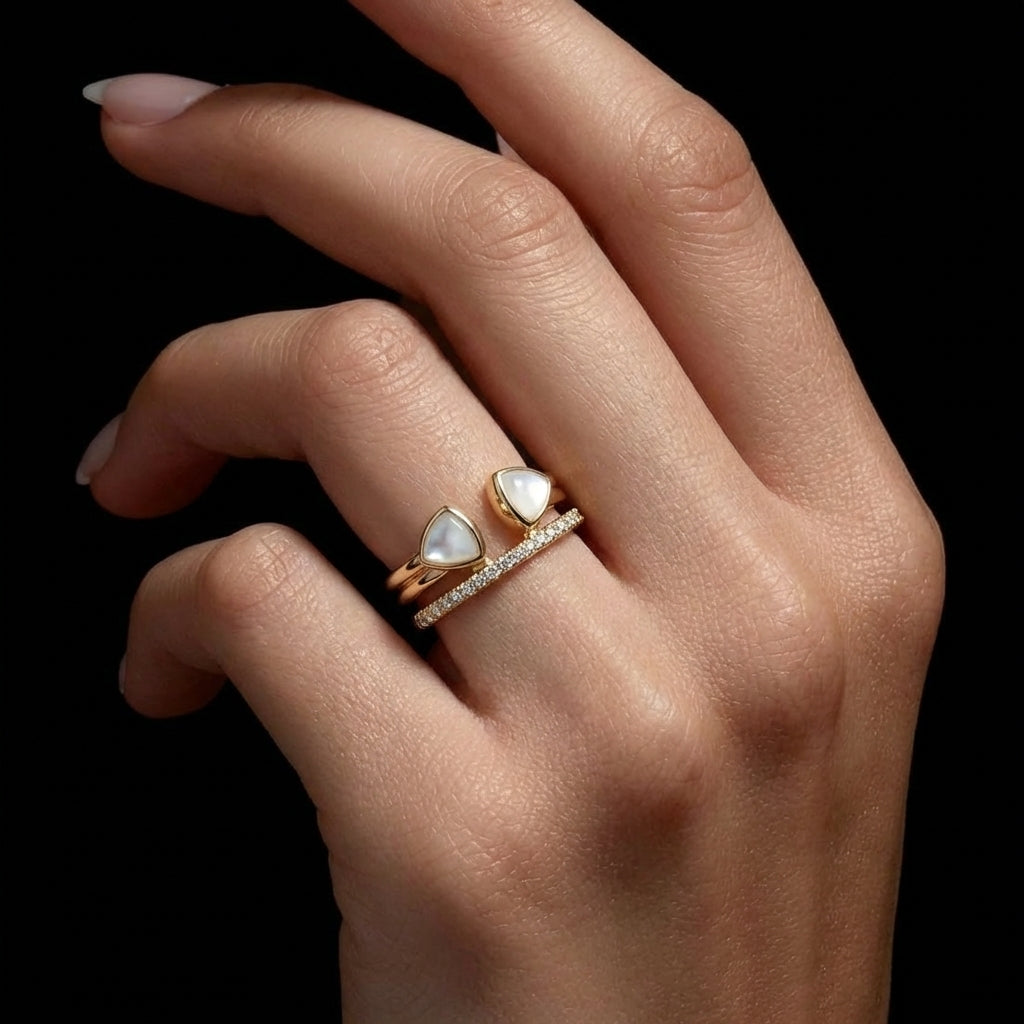 Gold-Plated Open Teardrop Cuff Ring
