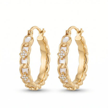 Gold Plated Heart Link Hoop Earrings
