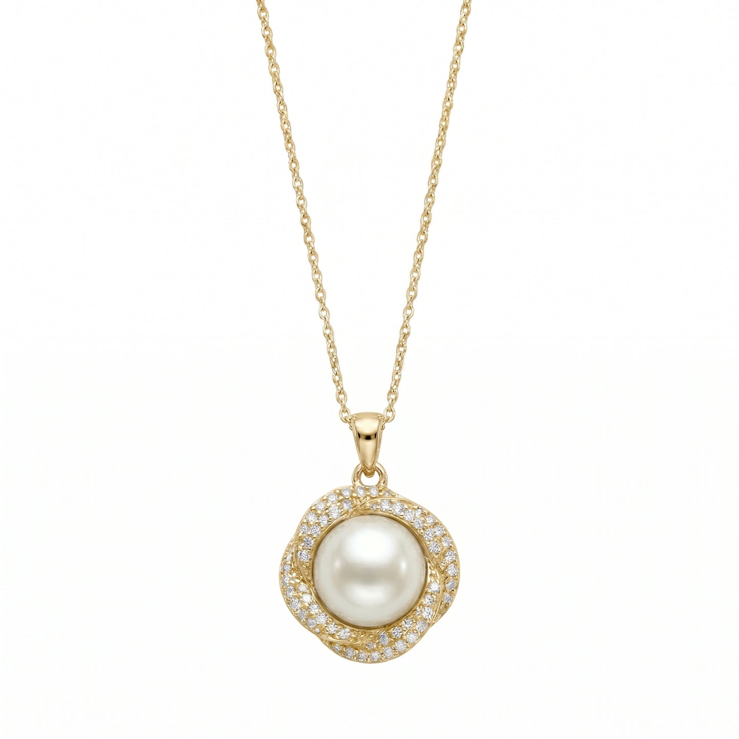 Gold-Plated Pearl Circle Pendant Necklace