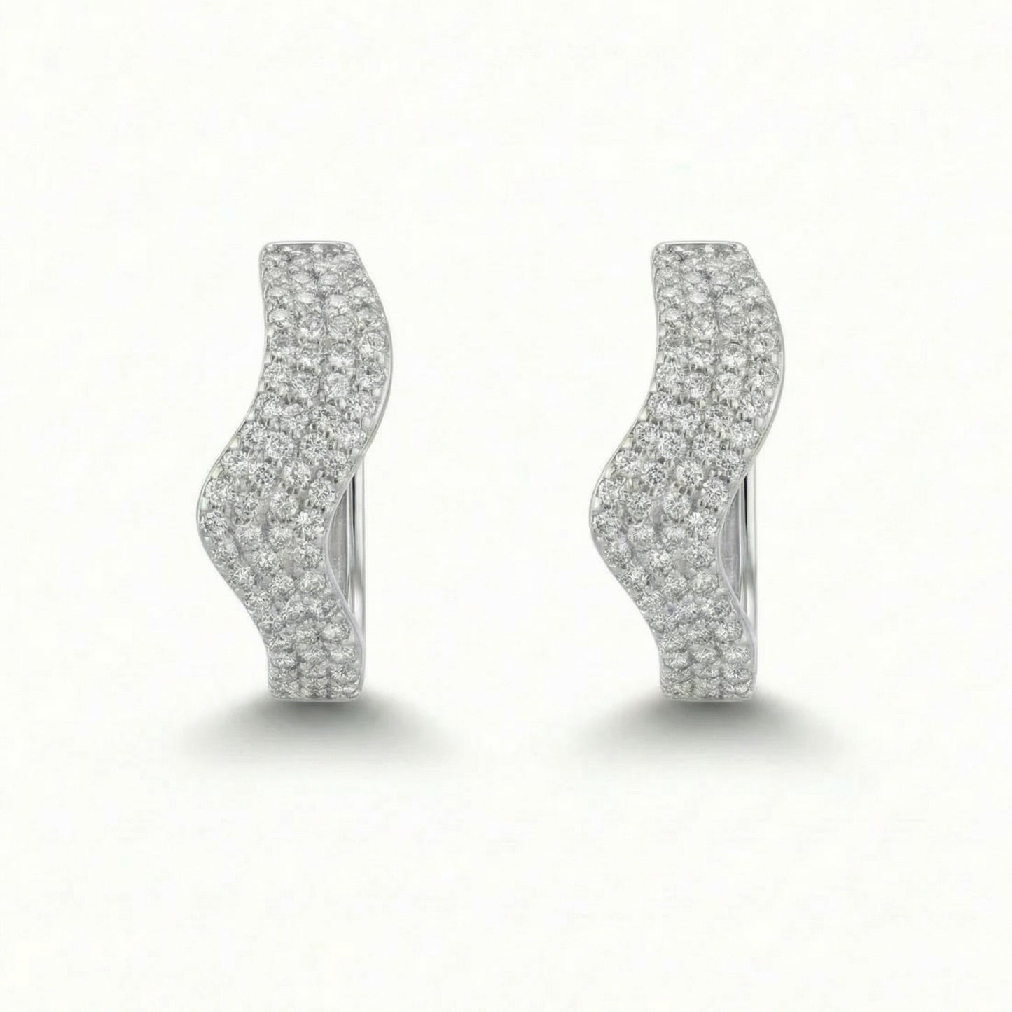Silver Tone Curved Pavé Statement Earrings