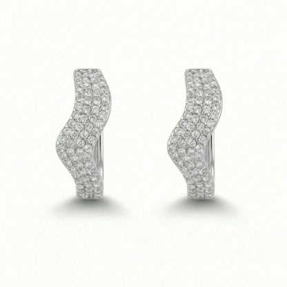 Silver Tone Curved Pavé Statement Earrings