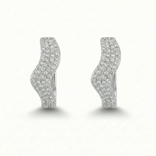 Silver Tone Curved Pavé Statement Earrings