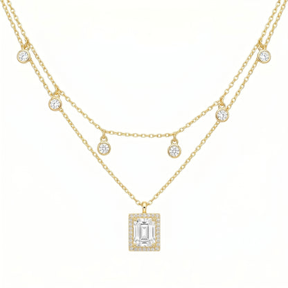 Gold-Plated Layered Charm Pendant Necklace