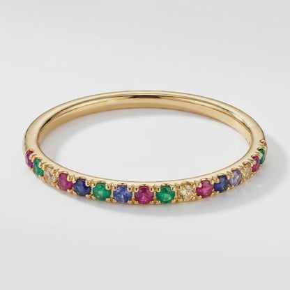 Gold-Plated Rainbow Multi-Stone Tennis Bracelet