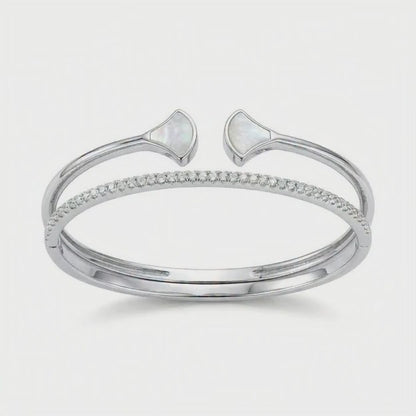 Silver-Plated Double Fan Cuff Bracelet