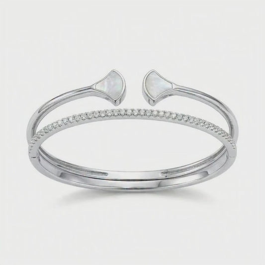 Silver-Plated Double Fan Cuff Bracelet