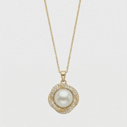 Gold-Plated Pearl Circle Pendant Necklace