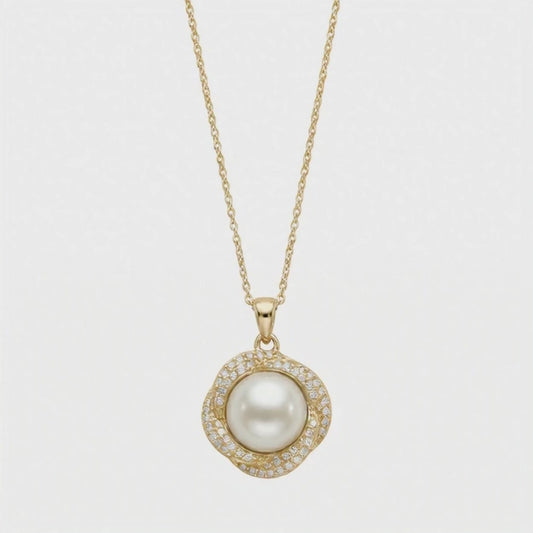 Gold-Plated Pearl Circle Pendant Necklace
