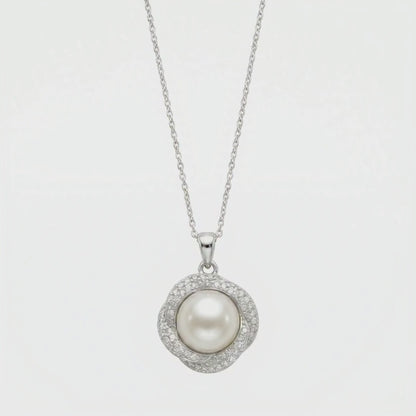 Silver-Tone Pearl Circle Pendant Necklace