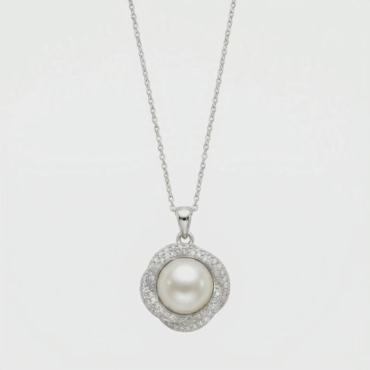Silver-Tone Pearl Circle Pendant Necklace