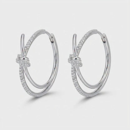 Silver Plated Double Hoop Drop Earrings