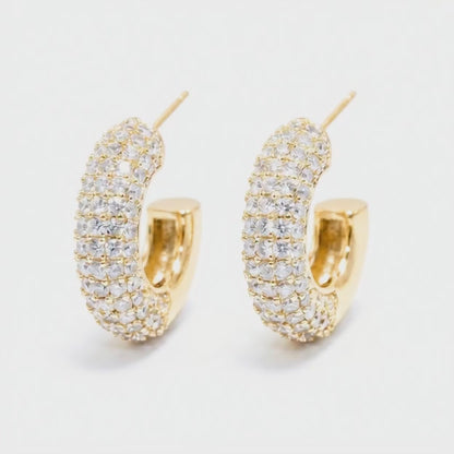 Luxury Gold-Plated CZ Pavé Hoop Earrings