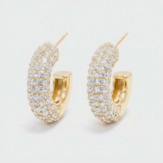 Luxury Gold-Plated CZ Pavé Hoop Earrings