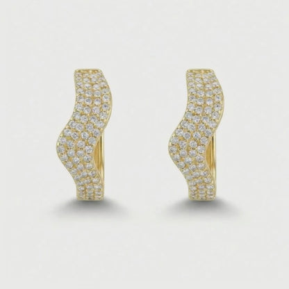 Gold Plated Wave Design Statement Earrings