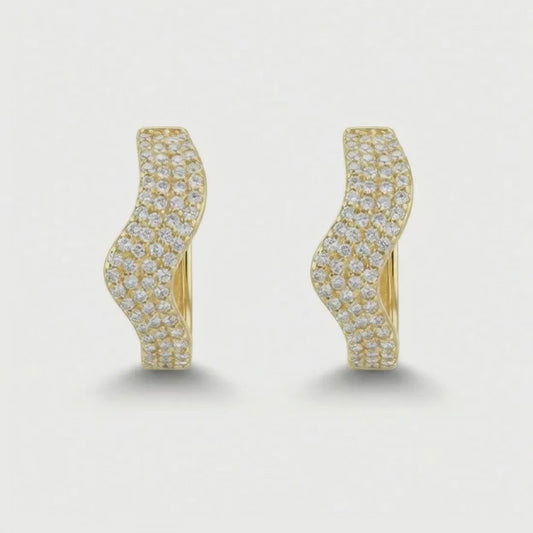 Gold Plated Wave Design Statement Earrings